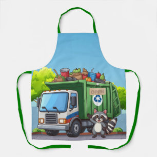 Schattige wasbeer en "eten" vrachtwagen schort