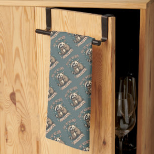 Schattige wasbeer en fret knuffel met grappige quo theedoek