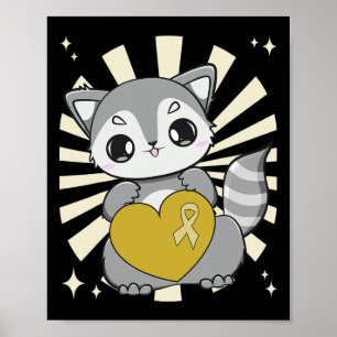 Schattige Wasbeer en Lint Hart voor Kinderkanker Poster