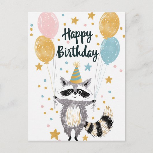 Schattige wasbeer Gelukkige verjaardag  Briefkaart (Voorkant)