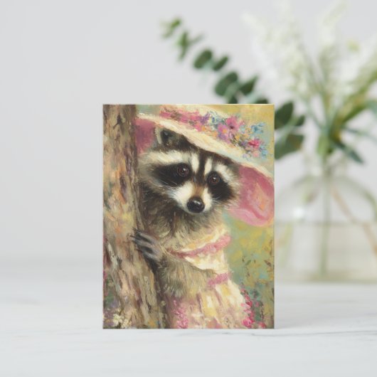 Schattige wasbeer in een jurk briefkaart (Staand voorkant)