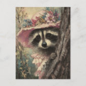 Schattige wasbeer in een roze jurk briefkaart (Voorkant)