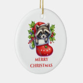 Schattige Wasbeer Kerst Keramisch Ornament (Rechts)