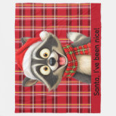 Schattige Wasbeer Kerstman Ik ben braaf geweest Fleece Deken (Voorkant)