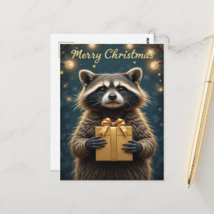 Schattige Wasbeer Kerstmis Knus Winter Vakantie  Briefkaart