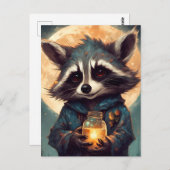 Schattige wasbeer met een toverdrank briefkaart (Voorkant / Achterkant)