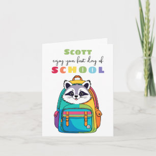 schattige wasbeer nieuwe school startkaart zoon do kaart