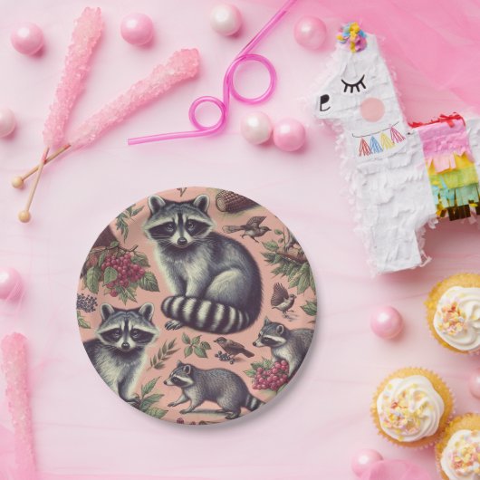  Schattige wasbeer Papieren Bordje (Feest)