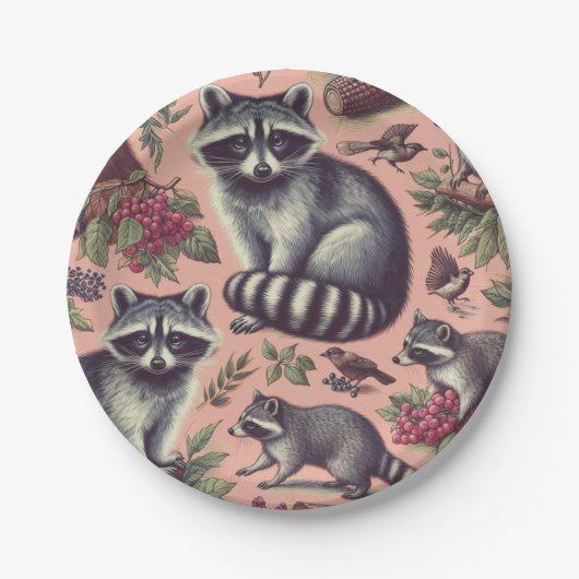 Schattige wasbeer Papieren Bordje (Voorkant)