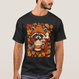 Schattige Wasbeer Pompoen Kruiden Latte Gezellige T-shirt