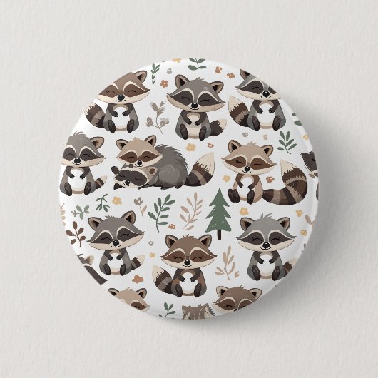 Schattige wasbeer ronde button 5,7 cm (Voorkant)