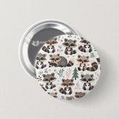 Schattige wasbeer ronde button 5,7 cm (Voorkant /achterkant)