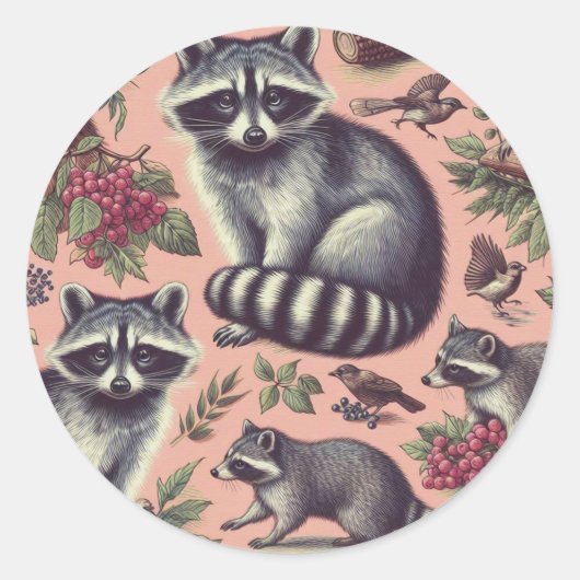 Schattige wasbeer Ronde Sticker (Voorkant)