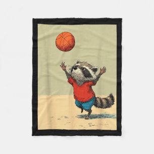Schattige wasbeer sport grappige basketbal cartoon fleece deken