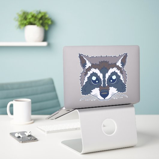 Schattige Wasbeer Sticker (Laptop op bureau)