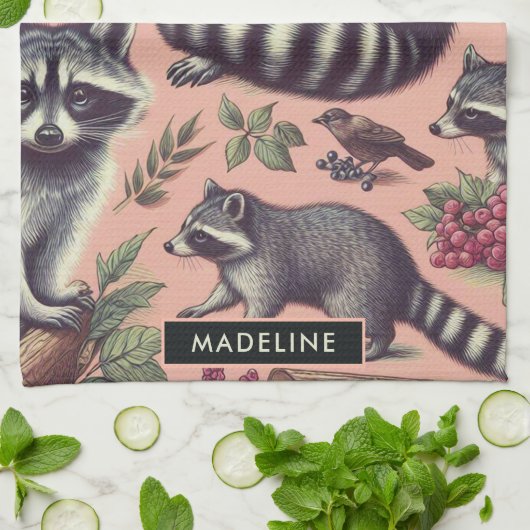 Schattige wasbeer Theedoek (Gevouwen)