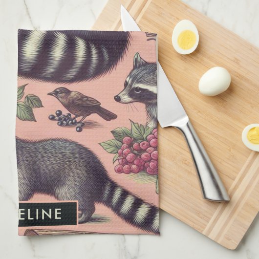  Schattige wasbeer Theedoek (Quarter Fold)