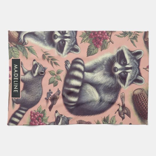  Schattige wasbeer Theedoek (Horizontaal)