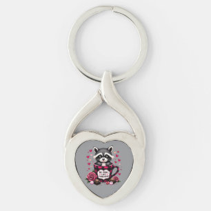 Schattige Wasbeer Valentijnsdag Buffalo Plaid Esth Sleutelhanger