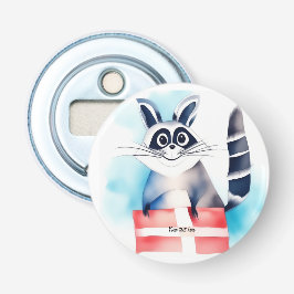 Schattige wasbeer verjaardagscadeau button flesopener