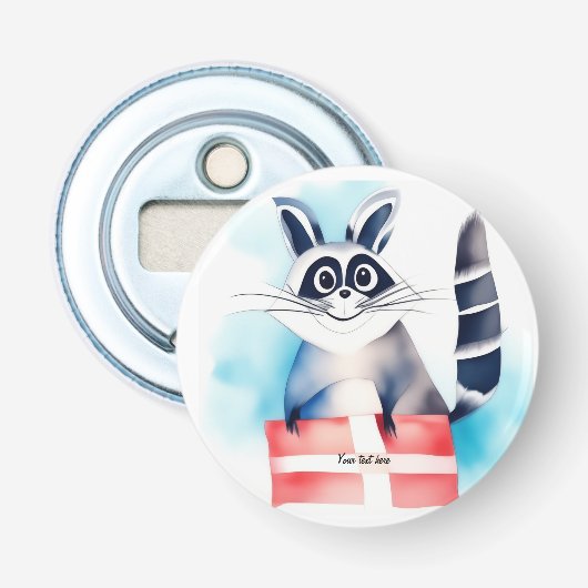 Schattige wasbeer verjaardagscadeau button flesopener (Voorkant)