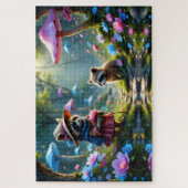 Schattige wasbeer verkleed met Roos Legpuzzel (Verticaal)