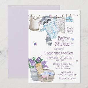 Schattige Wasbeer Wasmiddag Baby Shower Kaart