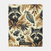 Schattige  wasbeerpatroon fleece deken (Voorkant)