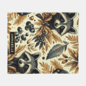 Schattige  wasbeerpatroon fleece deken (Voorkant (Horizontaal))