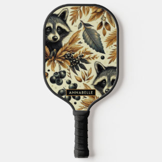 Schattige wasbeerpatroon pickleball paddle