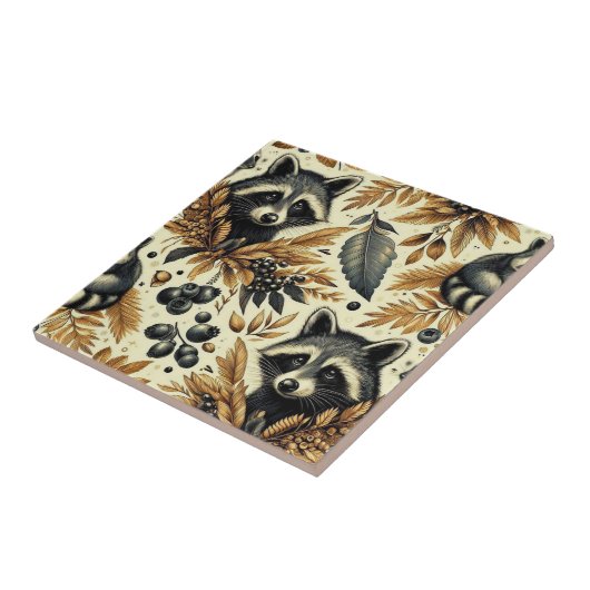 Schattige  wasbeerpatroon tegeltje (Zijkant)