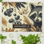 Schattige  wasbeerpatroon theedoek (Gevouwen)