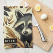 Schattige  wasbeerpatroon theedoek (Quarter Fold)