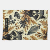 Schattige  wasbeerpatroon theedoek (Horizontaal)