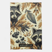 Schattige  wasbeerpatroon theedoek (Verticaal)