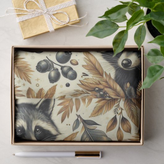 Schattige  wasbeerpatroon tissuepapier (Geschenk)