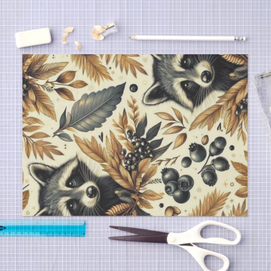 Schattige wasbeerpatroon tissuepapier (Craft)