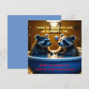 Schattige Wasberen in Badkuip Fun Valentijnsdag Feestdagenkaart