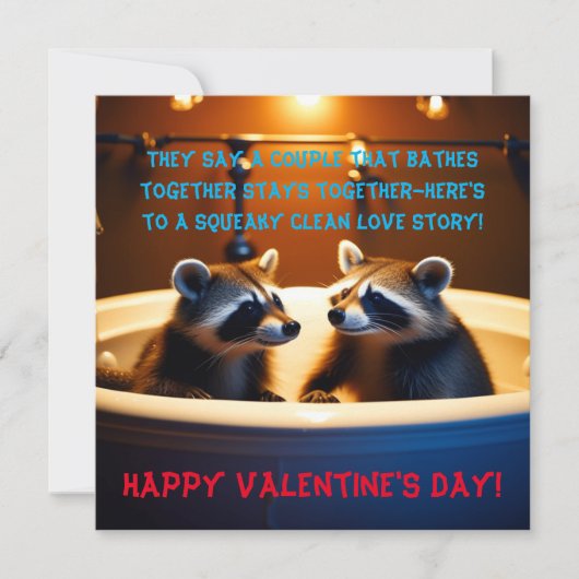 Schattige Wasberen in Badkuip Fun Valentijnsdag Feestdagenkaart (Voorkant)