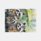 Schattige wasberen in de regen fleece deken (Voorkant (Horizontaal))