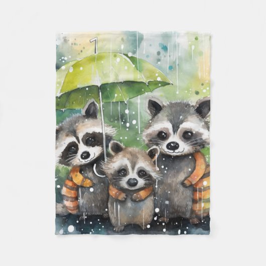Schattige wasberen in de regen fleece deken (Voorkant)
