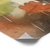 Schattige wasberen in de regen poster (Hoek)