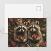 Schattige wasberen met aardbeien briefkaart (Voorkant / Achterkant)