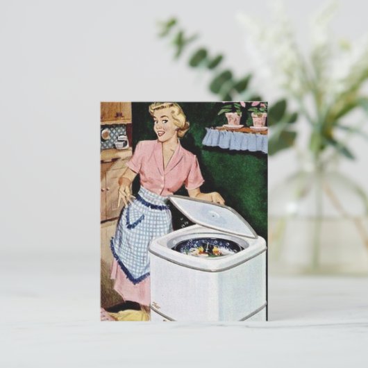 schattige  wasdame briefkaart (Staand voorkant)