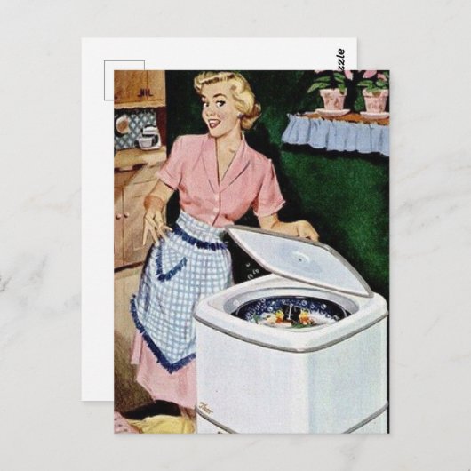 schattige  wasdame briefkaart (Voorkant / Achterkant)