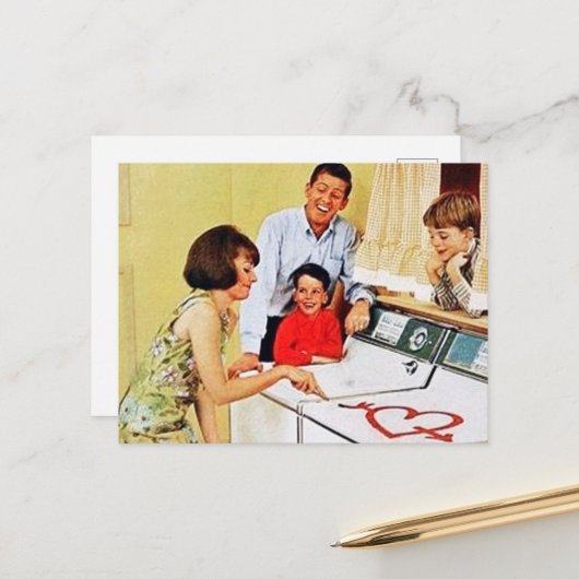 schattige  waskamer briefkaart (Voorkant / Achterkant in situ)