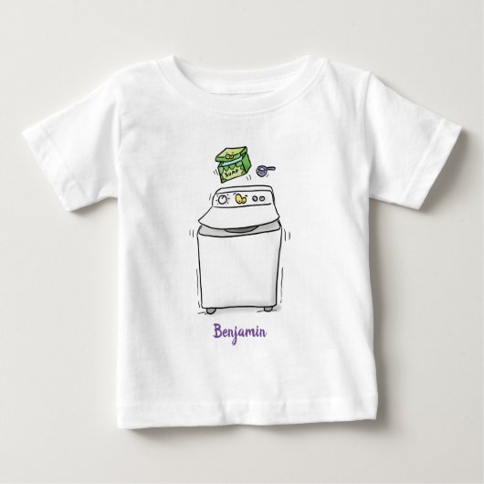 Schattige wasmachine wasgoed cartoon illustratie (Voorkant)