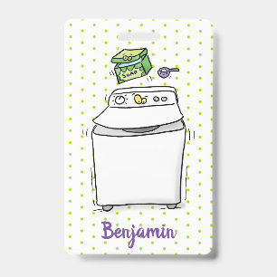 Schattige wasmachine wasgoed cartoon illustratie badge