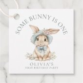 Schattige wat konijn is een 1e verjaardag bedankjes labels (Voorkant)