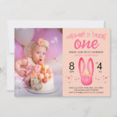 Schattige wat konijn is een pastelroze Stippen fot Kaart (Voorkant)